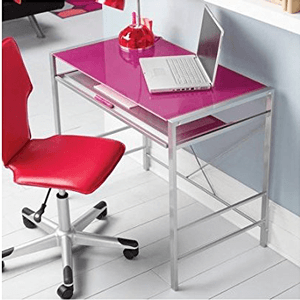 Mainstays-Stylish-Glass-top-Desk-Brings-Organization-to-Your-Work-or-Study-Area,-(Pink)