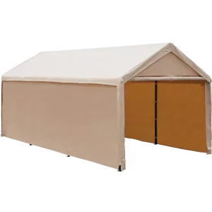 Abba-Patio-ft-Heavy-Duty-Beige-Carport-Car-Canopy-Versatile-Shelter-with-Sidewalls