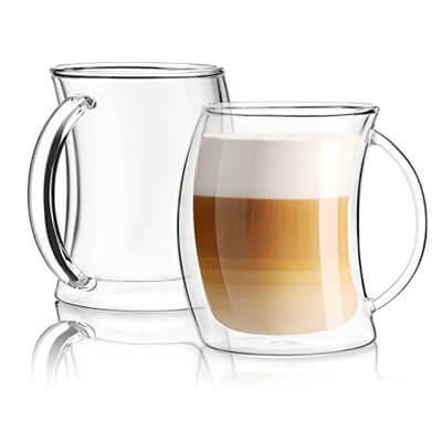 JoyJoltCaleo Collection Glass Coffee Cups