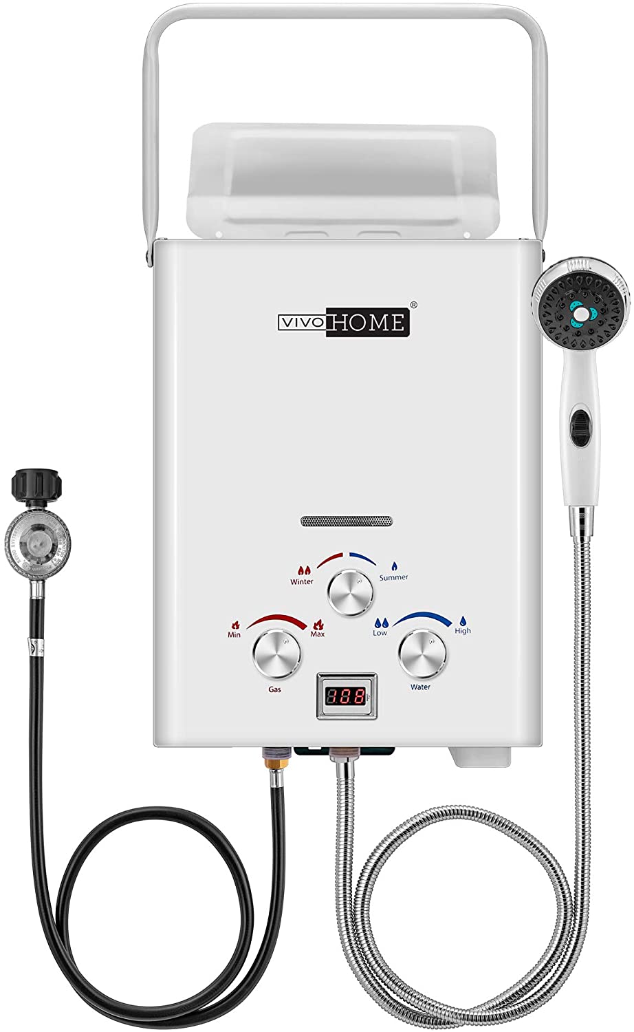 VIVOHOME Outdoor Portable 1.6GMP 6L Propane Gas Tankless Water Heater